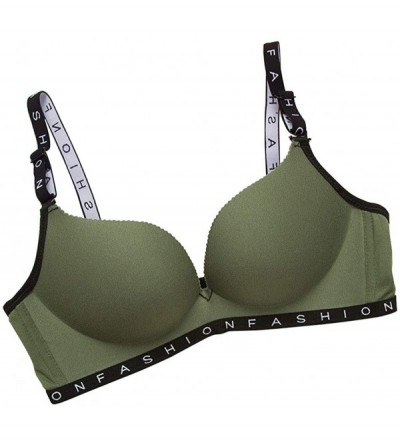 Bras Women's Letter Bras Push Up Bra Comfort Strap Lingerie Bralette Thicken Underwear - Green - CW198348324 $20.78