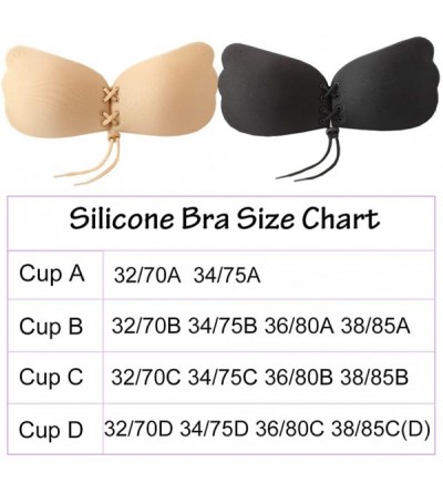 Bras Women's Backless Strapless Invisible Bra Pushup Reusable Self Adhesive Bras - 2 Pack Black&nude - C318GAH7WS5 $13.95