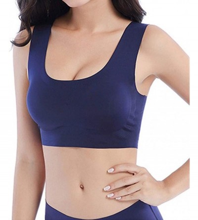Bras Sculpting Sleep Breast Shaper Comfort Bra Solid Color Plus Size - Navy - CN197CI3Q5X $16.14