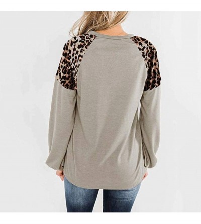 Baby Dolls & Chemises Round Neck Long Sleeve T Shirt for Women-Leopard Print Color Block Sweatshirt-Patchwork Twist Knot Caus...