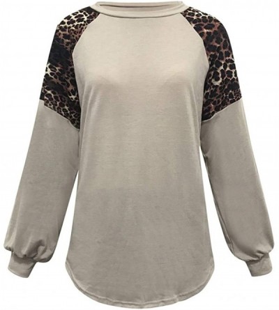Baby Dolls & Chemises Round Neck Long Sleeve T Shirt for Women-Leopard Print Color Block Sweatshirt-Patchwork Twist Knot Caus...