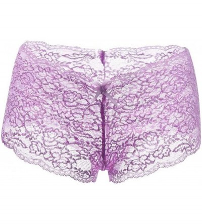 Bustiers & Corsets Sexy Underwear Lace New Sexy Women Lace Lingerie Plus Size Underwear Open Crotch Bowknot Underwear - Purpl...