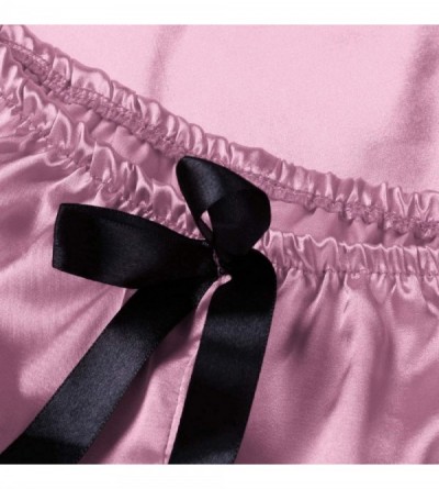 Baby Dolls & Chemises Women Satin Silk Feeling Pajamas Bowknot Nightdress Lace Patchwork Sleeveless Super Comfy Underwear Sle...
