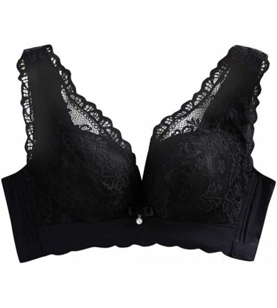 Bustiers & Corsets Woman Sexy Comfortable Bras Type Bra Lace Embroidered Bra Steel-Free Underwear - Black - CI18WZSH3G8 $31.09