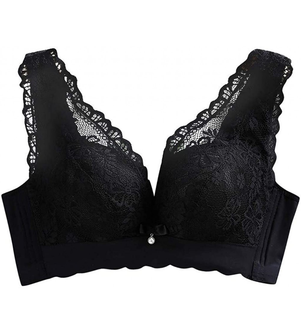 Bustiers & Corsets Woman Sexy Comfortable Bras Type Bra Lace Embroidered Bra Steel-Free Underwear - Black - CI18WZSH3G8 $14.43