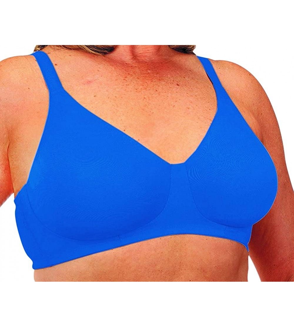 Bras Mastectomy Seamless Sleek Comfort Cotton Bra - Blue - C718DUUWAH6 $41.13