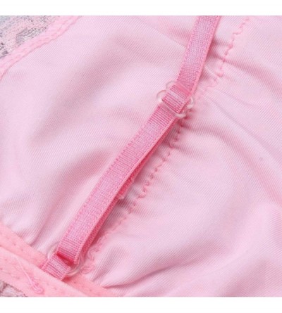 Bras Women's Sexy lace Triangle Cup Bra Fashion no Trace no Steel Support Soft Solid Color high Waist Underwear - Pink - CQ18...