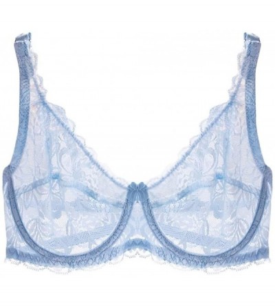 Bustiers & Corsets Sexy Women Lace Gauze Bra Push Up 3/4 Cup Hook-and Eye Breathable Ultra-Thin Bra Lingerie Underwear Interi...
