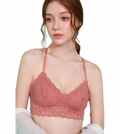 Bras Soft Simple Sexy Breathable Wirefree Lace Bralette (for A-C Cups) - Dark Orange - C318ZD9RSSI $14.53