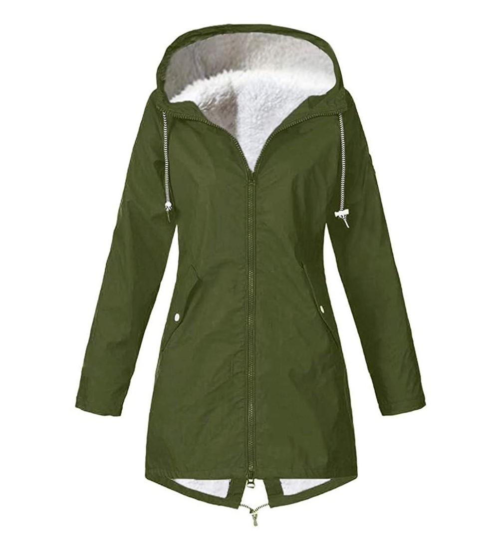 Baby Dolls & Chemises Women's Coat Buttercup Outwear Winter Warm Thick Outdoor Hooded Raincoat Windproof Plus Size - Green - ...