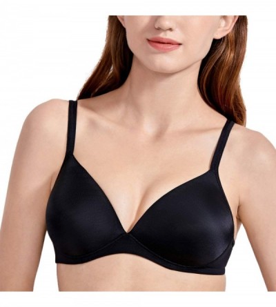 Bras Women's Seamless Lightly Lined Wire Free Plunge Lift T-Shirt Bra - Black_new & Improved - CI18NYL0OZY $17.91
