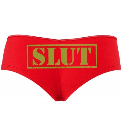Panties Slut Owned Stamp BDSM Slutty Boyshort Panties Underwear DDLG - Gold - CB18STGI24K $28.42