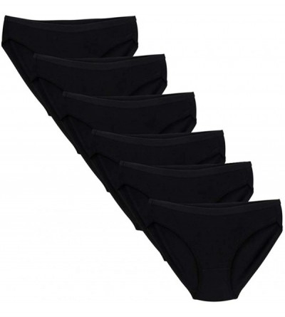 Panties Women Comfort Cotton Stretch Bikini Cut Panties Multi Pack Breathable Underwear - 6 Black - CV18L53K2M4 $32.58