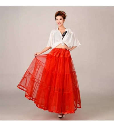Slips Women's Ankle Length Petticoats Wedding Slips Crinoline Underskirt for Long Dress - Red - CF18KADC4NZ $23.76