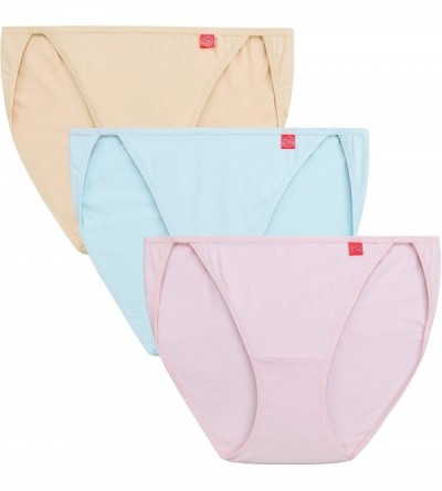Panties Women String Bikini Panties Low Rise Cut Cotton Underwear Briefs - Pink&blue&nude - C218EM49YU6 $25.89