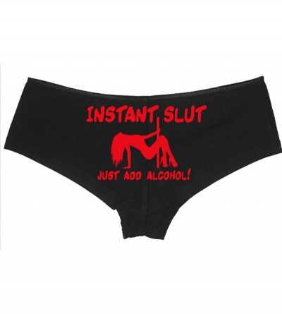 Panties Women's Instant Slut Just Add Alcohol Hot Sexy Boyshort - Black/Red - CK18S3GMTL8 $27.70