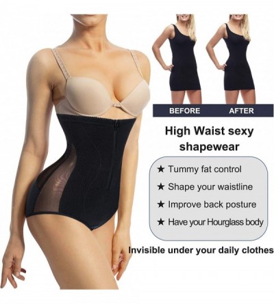 Shapewear Women Hi-Waist Butt Lifter Shapewear Waist Trainer Body Shaper Thong Panty Seamless Sexy Control Panties - Black Co...