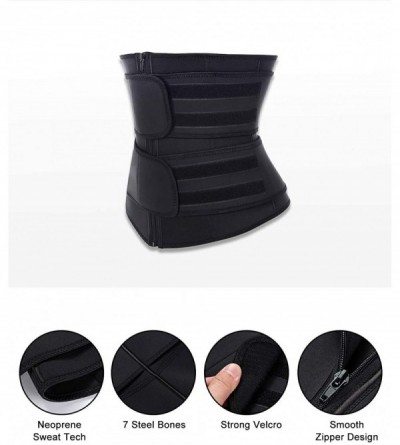 Shapewear Women's Waist Cincher Neoprene Zipper Velcro High Compression Waist Trainer Corset for Weight Loss - Black-neoprene...