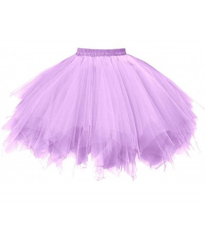 Slips Women's Short Vintage Petticoat Skirt Ballet Bubble Tutu Multi-Colored - Lavender - CW12GVE019Z $40.62