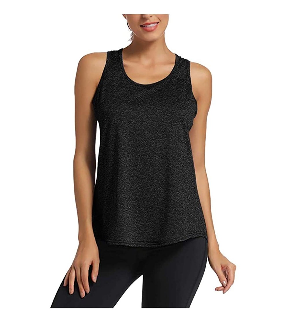 Camisoles & Tanks Women's Yoga Shirts- Workout Tops for Women Racerback Tank Yoga Shirts Gym Clothes - Black - CK1965396QS $3...