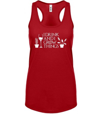 Camisoles & Tanks Womens I Drink and I Grow Things Racerback Tank Top - Red - C4188693N6S $27.30