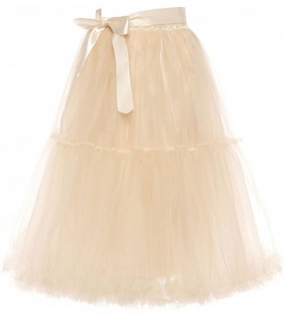 Slips Women's Midi Skirt Tulle Petticoat Slip Trimming Hem Separate Sash 5 Sizes - Lilac - C718C0UM3H9 $31.46