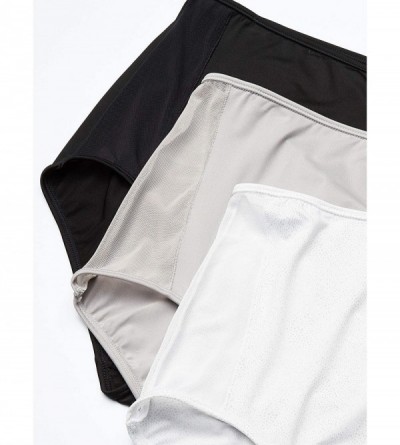 Panties Women's Ultrastretch with Mesh 3 Pack Brief Panties - Black/Platinum/White - CG18YIE2TZY $14.13