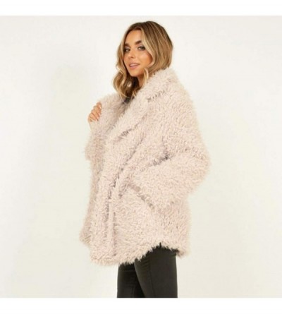 Bustiers & Corsets Women Fuzzy Jacket Lapel Fluffy Shearling Fleece Outwear Winter Casual Warm Oversized Shaggy Coat Jackets ...