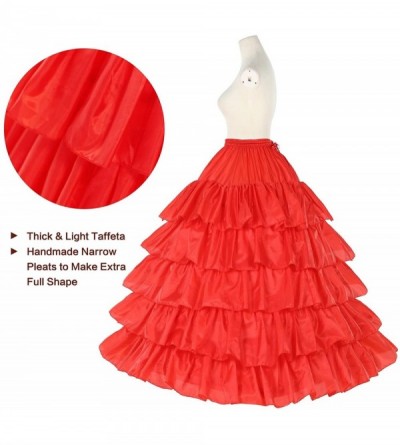 Slips Petticoat Women Underskirt Bridal 4 Hoops for Wedding Dress Gown Floor Length Taffeta Black White Red Plus Size - Black...
