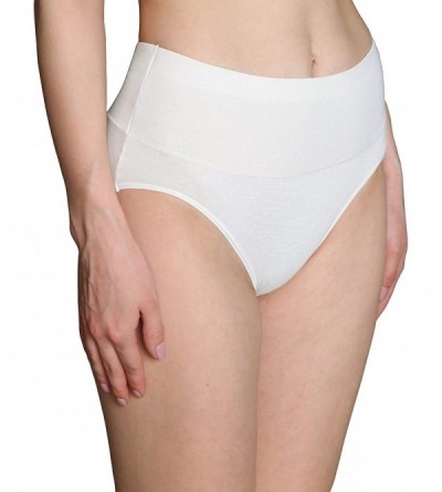 Panties Womens High Waisted Underwear Cotton Panties Regular & Plus Size Multipack - White - CA18UHCROUM $24.95