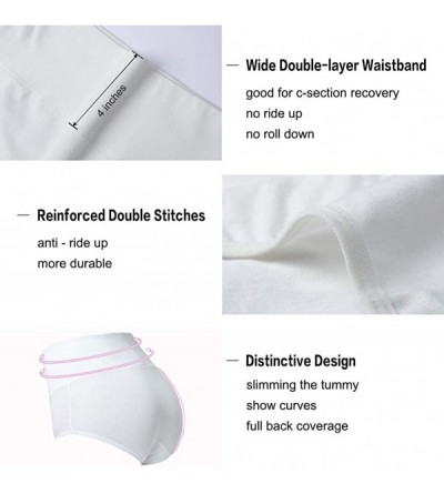 Panties Womens High Waisted Underwear Cotton Panties Regular & Plus Size Multipack - White - CA18UHCROUM $24.95