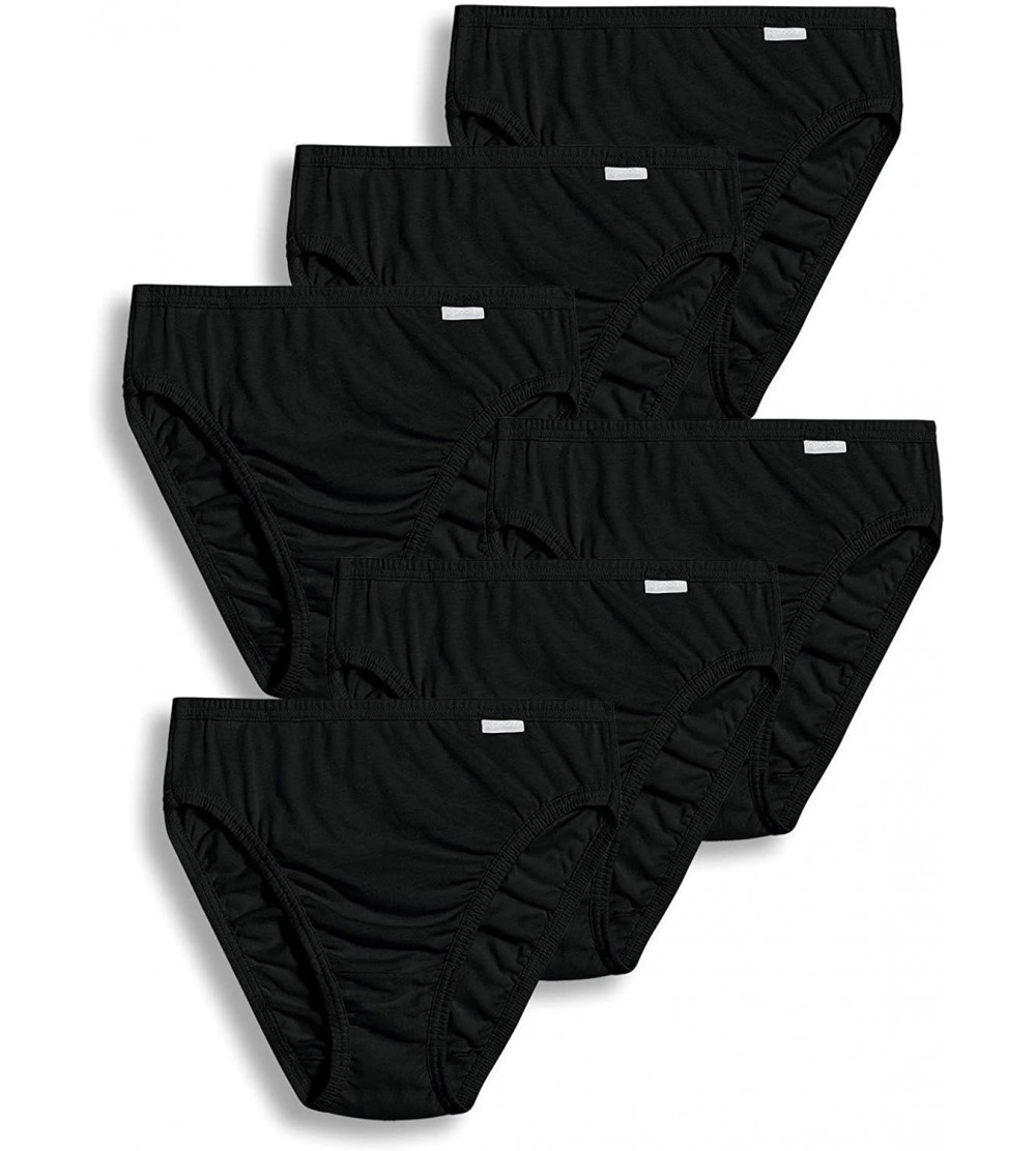 Panties Women's Underwear Plus Size Elance French Cut - 6 Pack - Black - C718HDAKYGS $34.80
