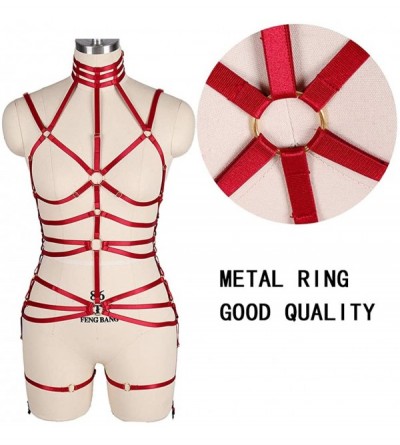 Garters & Garter Belts Women's Full Body Harness Bra Garter Set Lingerie cage Punk Gothic Belt Chest Strap Stretchy Fabric Fe...