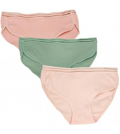 Panties Women 3 Packs Cotton Brief Panties Soft Stretch Mesh Waist Hipster Underwear - Pink/Green/Cameo - CR18H0UER9D $11.34