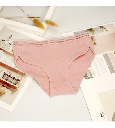Panties Women 3 Packs Cotton Brief Panties Soft Stretch Mesh Waist Hipster Underwear - Pink/Green/Cameo - CR18H0UER9D $11.34