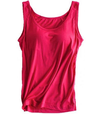 Camisoles & Tanks Womens Modal Built-in Bra Padded Active Strap Camisole Tanks Tops - 59 Rose - CK18S2S53CN $17.16