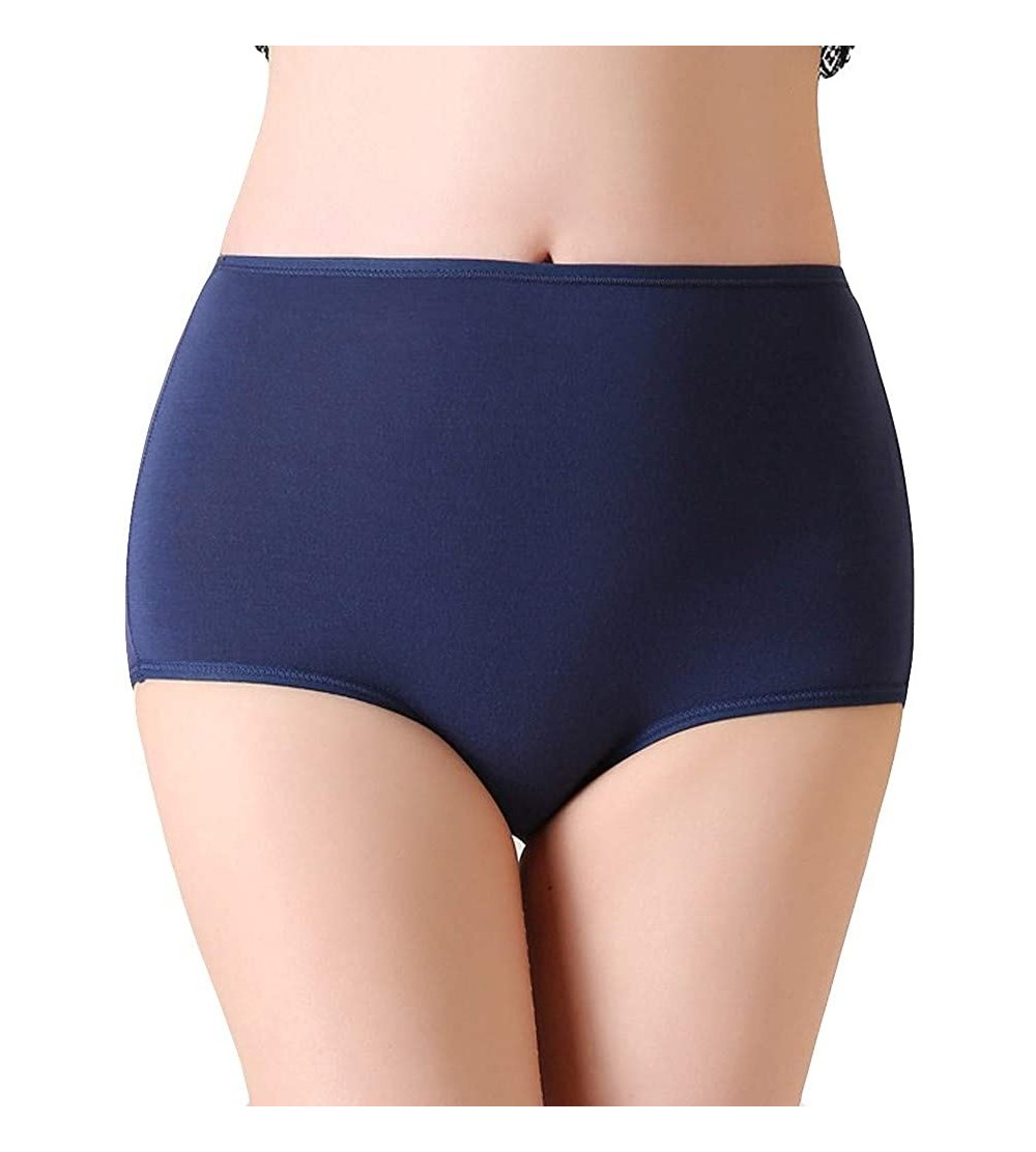 Panties Women's High Waisted Cotton Underwear Ladies Soft Comfy Full Briefs Panties Plus Size - Navy - CX1974S5ZX3 $11.50