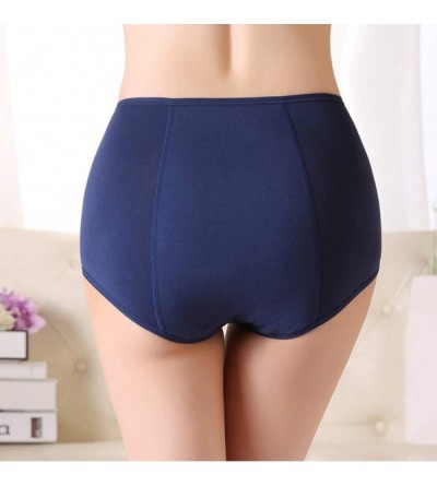 Panties Women's High Waisted Cotton Underwear Ladies Soft Comfy Full Briefs Panties Plus Size - Navy - CX1974S5ZX3 $11.50