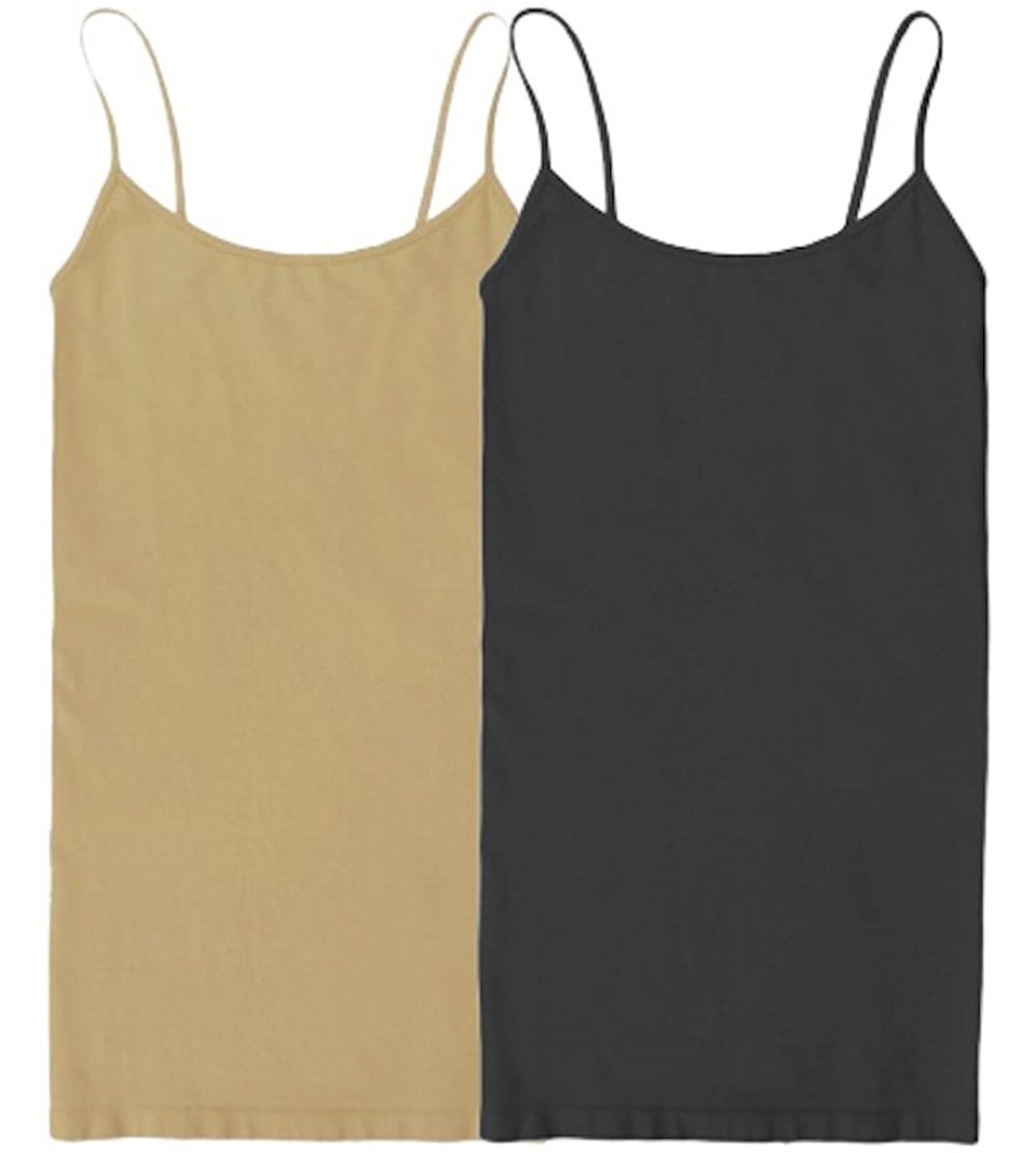 Camisoles & Tanks Basic Seamless Long Camisole 125L (2PACK NUDE/DK GREY) - CH12E0C505P $28.25