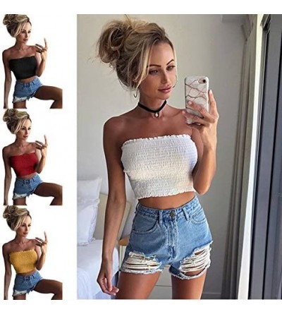 Camisoles & Tanks Tank Tops for Women Cropped-Sexy Crop Top Casual Summer Sleeveless Off Shoulder Stretchy Basic Strapless Tu...