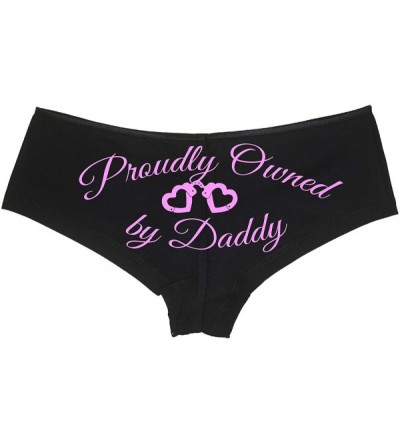Panties BDSM DDLG Proudly Owned Black Boyshort for Baby Girl Princess - Bubblegum - CZ18NUTM4GU $18.25