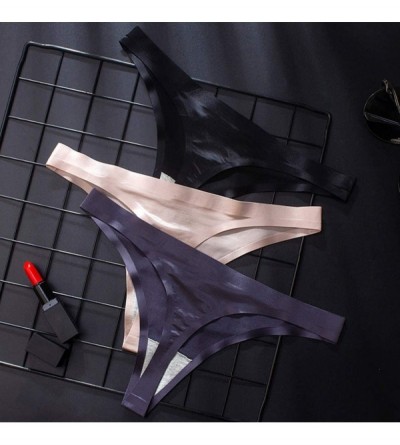 Panties Women's G String Thong Fashion Female Underwear Sexy Transparent Ice Silk Low Waist Seamless T-Thong Panties - Beige ...