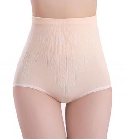 Panties Underwear- Women High Waist Tummy Control Body Shaper Briefs Slimming Pants - Skin - CV12CS0VD6V $19.20