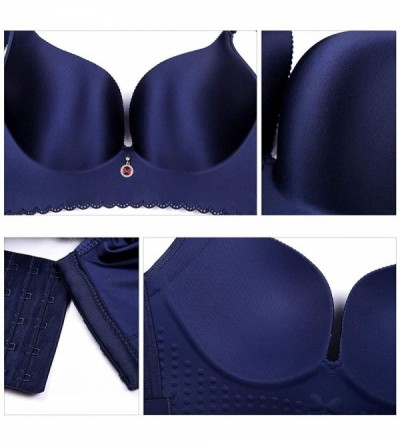 Bras Women's Wireless Push Up Bras Plus Size Padded Cleavage Bras Sexy Lingerie - Blue - CG196ODL8YR $18.48