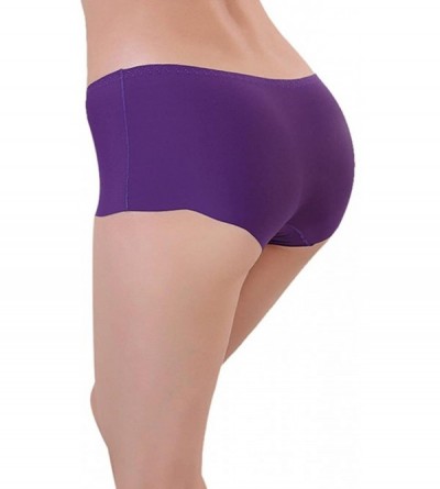 Panties Women's Stretch Seamless Boxer Briefs Comfort Spandex Modal Underwear Panty - Purple - C018529RUYO $7.95