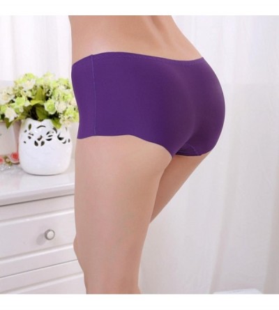 Panties Women's Stretch Seamless Boxer Briefs Comfort Spandex Modal Underwear Panty - Purple - C018529RUYO $7.95