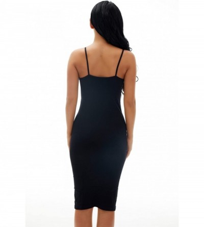 Slips Women's Full Slip Cami Tank Top Spaghetti Strap Long Dress - Black - CM18DH8LTI5 $17.34