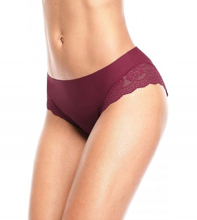 Panties Women 4 Pack Lace Bikini Panties Smooth Nylon Hipster Underwear Briefs - Lace-trim Hipster - CB18OOWNO7R $14.25