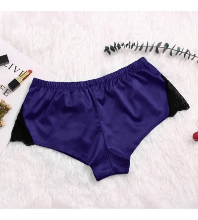 Slips Satin Pants Sexy lace Pajama Underwear Women Shorts S-XXXL - Blue B - CG198NDEHKS $9.76