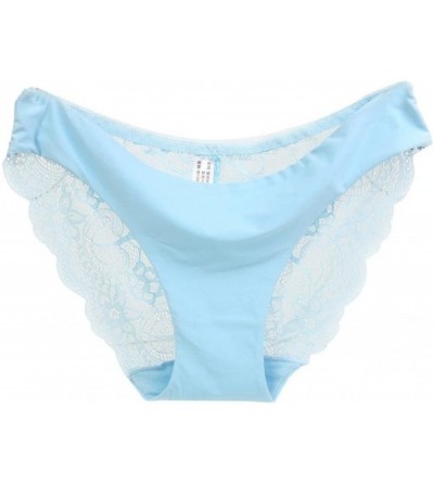 Panties Women Lace Seamless Cotton Underwear - Blue - CQ18E8YR934 $9.13